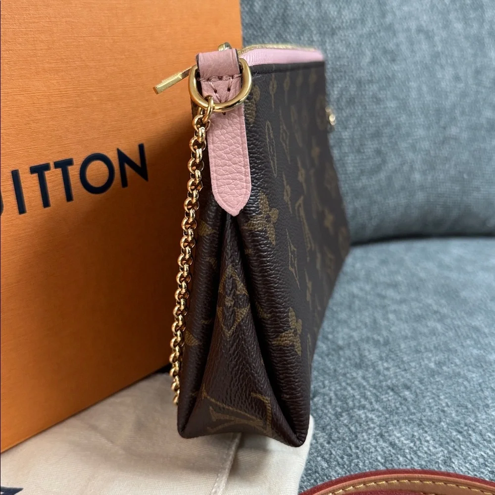 Authentic LV Louis Vuitton rare Pallas clutch crossbody in monogram ballarine - Picture 5 of 12